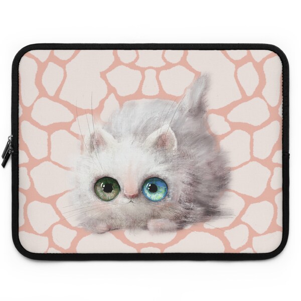 Meko the Kitten Laptop Sleeve, Laptop Protection, Kitten Print Laptop Case, Protect Your Device, Cute Cat Print Sleeves, Cute Cat Designs