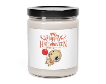 White Stick Or Treat Doll Scented Soy Candle, 9oz, Halloween Decor, Halloween Candles, Voodoo Dolls, Voodoo Doll Candles, Voodoo Doll Decor