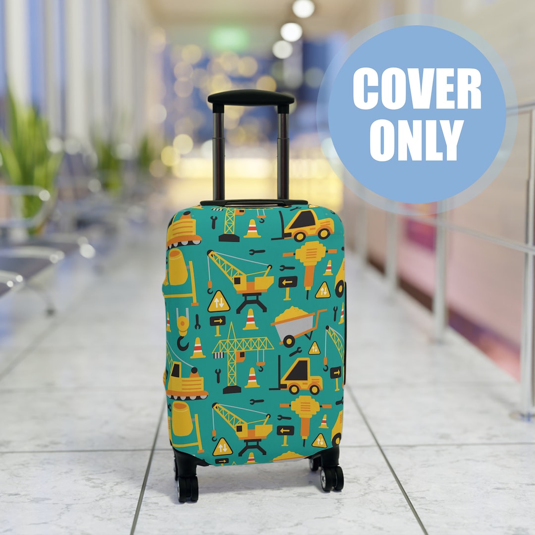 Kids Construction Suitcase Cover, Unique Suitcase Cover, Travel Gifts