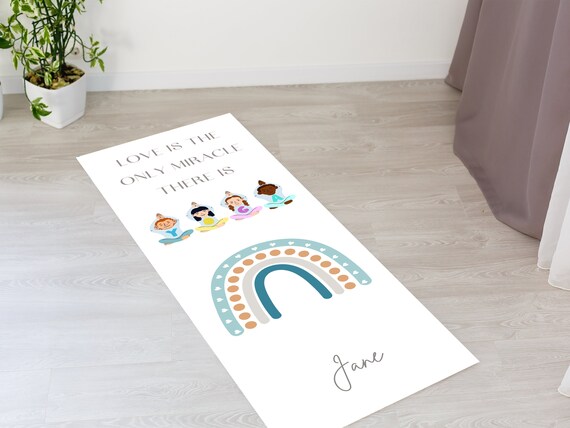 Personalized Kiddie Rainbow Yoga Mat, Exercise Mat for Kids With  Customizable Name, Gifts for Kids, Customizable Birthday Present for Kids 