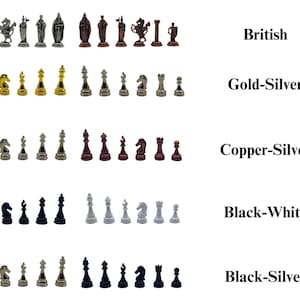 Ręcznie robiony drewniany zestaw szachowy z miejscem do przechowywania: spersonalizowane gry planszowe do przechowywania prezentów świątecznych, metalowe figury Only Chess Pieces