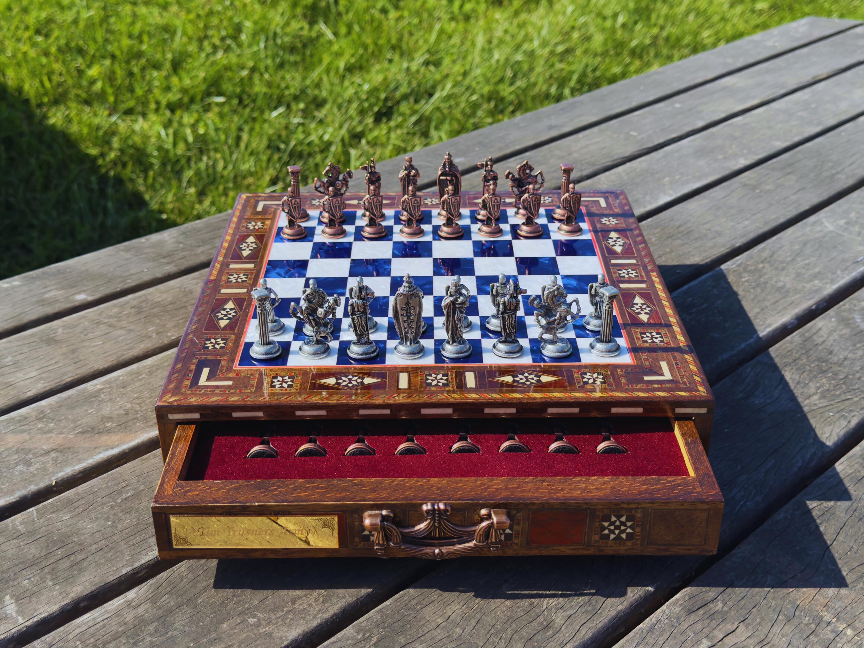 Handmade Chess Set Valentines Day Gift, Personalized Wooden Handmade Chess Set Valentines Day Gift, Personalized Wooden