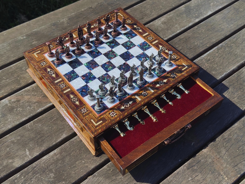 personalized wooden chess