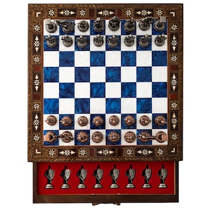 Luxury Handmade Wooden Chess Set With Storage - Personalized Chess for ...