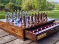 Luxury Handmade Wooden Chess Set with Storage - Personalized Chess Gift for Christmas