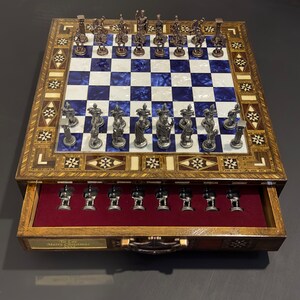 Personalized Collectible Chess Set, Wooden Chess Board With Storage ...