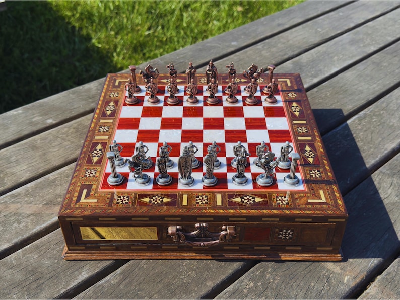 handmade metal chess pieces