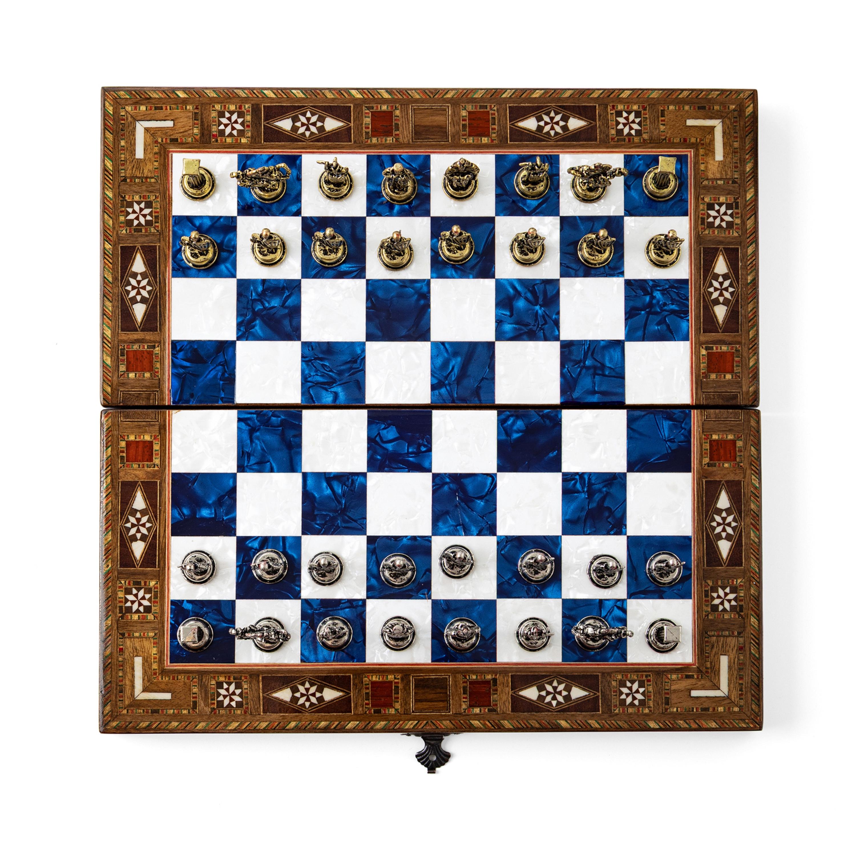 Handmade Chess Christmas Gift Chess Set Gift – Personalized Handmade Chess and Checkers Set for Christmas – Folding Wooden Board Game Chess
