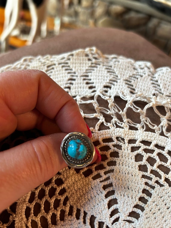 Pretty rough cut turquoise ring size 4 1/2 - image 1