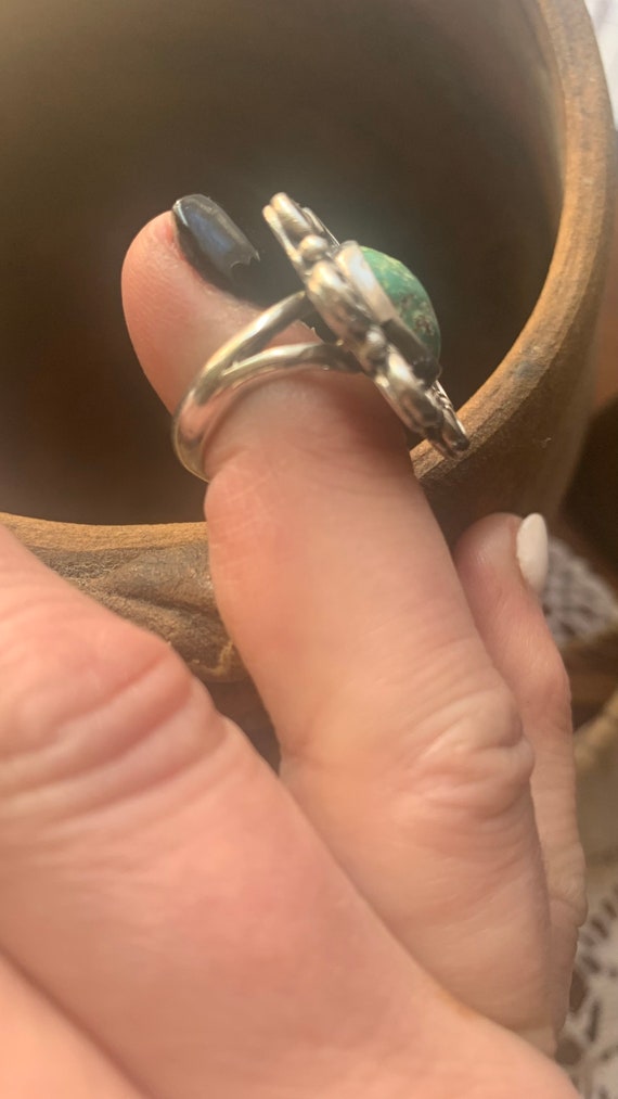Sunshine shaped Round Turquoise Ring Size 4 1/2 - image 2