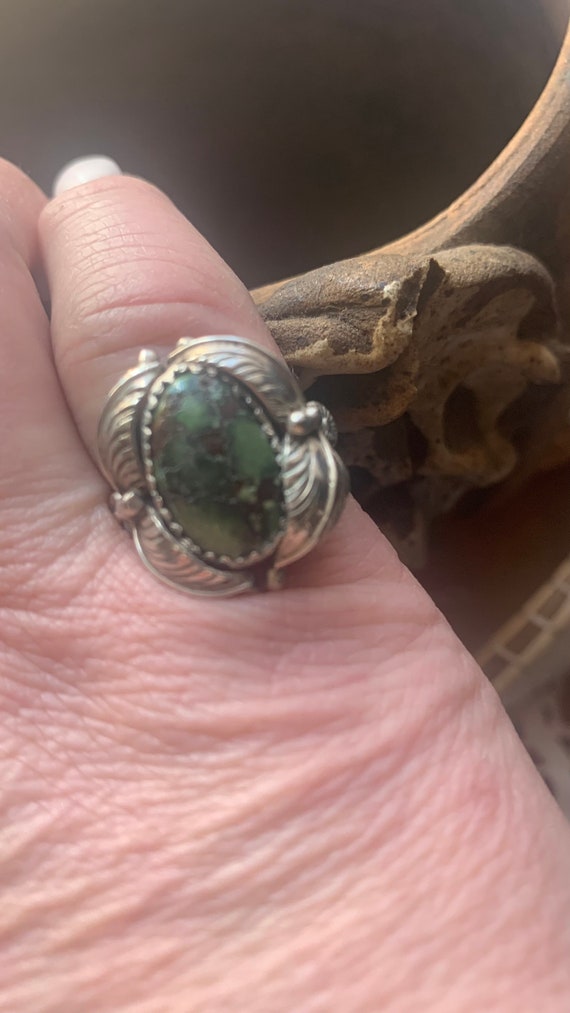 Sterling silver ring green Gem