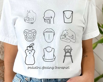 Feeding therapist t-shirt, feeding therapy icons, speech language pathologist shirt, occupational therapist shirt, SLP, OT, PFT