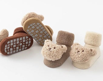Soft Cotton Teddy Bear Baby Socks | 0-3 Years | Cozy and Cute Baby Footwear