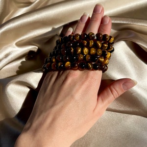 tigers eye bracelet | tigers eye | tigers eye beaded bracelet | 8 mm tigers eye bracelet | crystal jewelry | gemstone jewelry