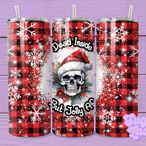 Dead Inside But Jolly AF 20 Unzen Skinny Tumbler Sublimation Design Digitaler Download PNG Instant Digital Nur, Urlaub Humor Tumbler Wrap