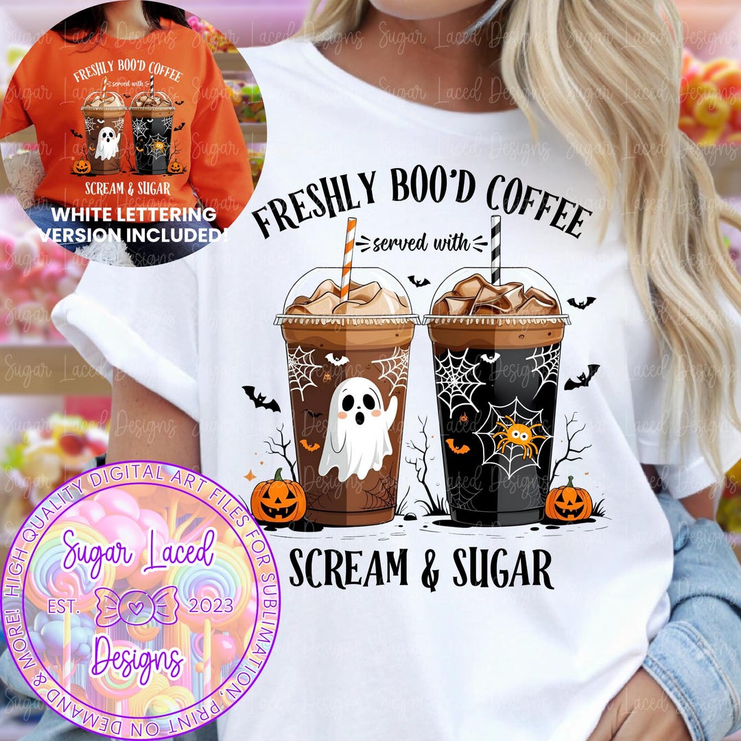 Freshly Boo’d Coffee PNG Design, Trendy Halloween Sublimation Design ...