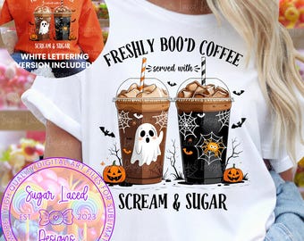 Freshly Boo’d Coffee PNG Design, Trendy Halloween Sublimation Design, Coffee Lovers Gift, Cute Ghost Shirt, Digital Download