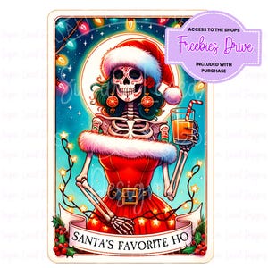 Carta del tarot favorita de Santa Claus PNG, carta del tarot de Navidad PNG, humor navideño, diseño de sublimación de camisetas, descarga digital instantánea