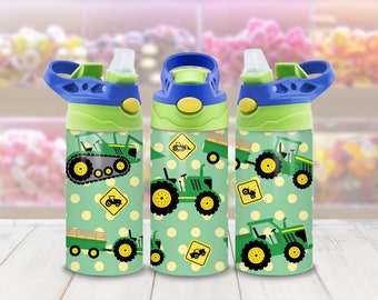 JD Tractors 12oz Flip Top Sippy Cup Sublimation PNG | Tractor Sublimation | Sublimation Digital Download