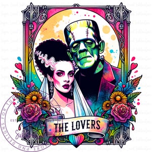 Design della maglietta dei Tarocchi della sposa di Frankenstein, PNG gotico, SOLO download digitale