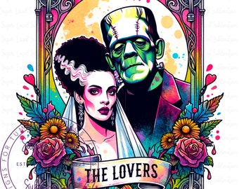 Bride of Frankenstein Tarot T-Shirt Design, Gothic PNG, Digital Download ONLY