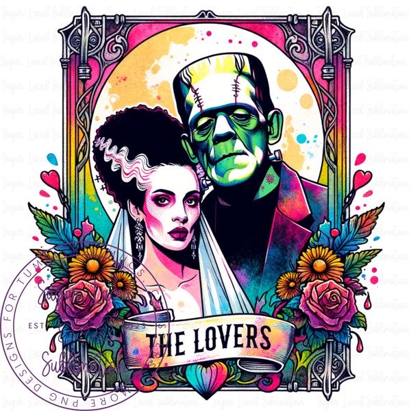 Bride of Frankenstein Tarot T-Shirt Design, Gothic PNG, Digital Download ONLY