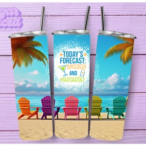 Today's Forecast 20oz Skinny Tumbler Sublimation Design Digital Download PNG Instant DIGITAL ONLY, Beach Day Drinking Tumbler Wrap