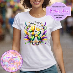 Walk it Like a Dog Mardi Gras Shirt Design, Mardi Gras PNG, New Orleans Shirt, Retro Mardi Gras, Sublimation Design, Digital Download