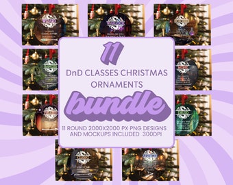 Classes de Dungeons and Dragons Enfeites de Natal redondos, arquivos PNG de 300 DPI, SOMENTE download digital