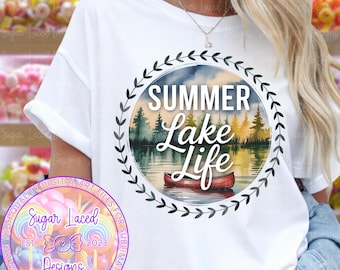Summer Lake Life Retro Png Design, Spring Outdoors Sublimation Digital Download, Trendy Summer Lake Camping Digital Design