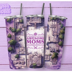 Awesome Moms Explore Dungeons & Slay Dragons 20oz Skinny Tumbler Sublimatie Design Digitale Download PNG Instant ALLEEN DIGITAAL, Tumbler Wrap