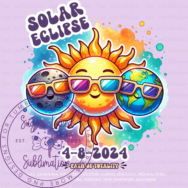 2024 Solar Eclipse T-Shirt Design, Celestial Events PNG, Digital Download ONLY