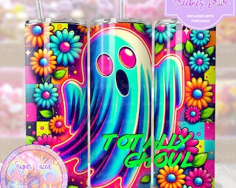Trendy Neon Floral Retro Ghost Halloween Png, Spooky Boo Ghost Sublimation Design Png, Preppy Halloween Png, Digital Download