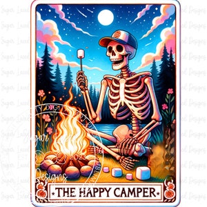 Diseño de sublimación de camiseta de Tarot Happy Camper, humor de Tarot PNG, regalo divertido para acampar, descarga digital SOLAMENTE