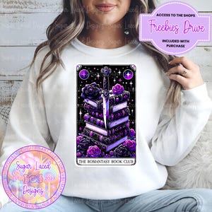 Romantasy Book club png, Tarot Card Books png, bookish png, fantasy book tarot, reading png, romance book png, Book Lover Sublimation Design