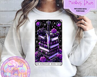 Romantasy Book club png, Tarot Card Books png, bookish png, fantasy book tarot, reading png, romance book png, Book Lover Sublimation Design
