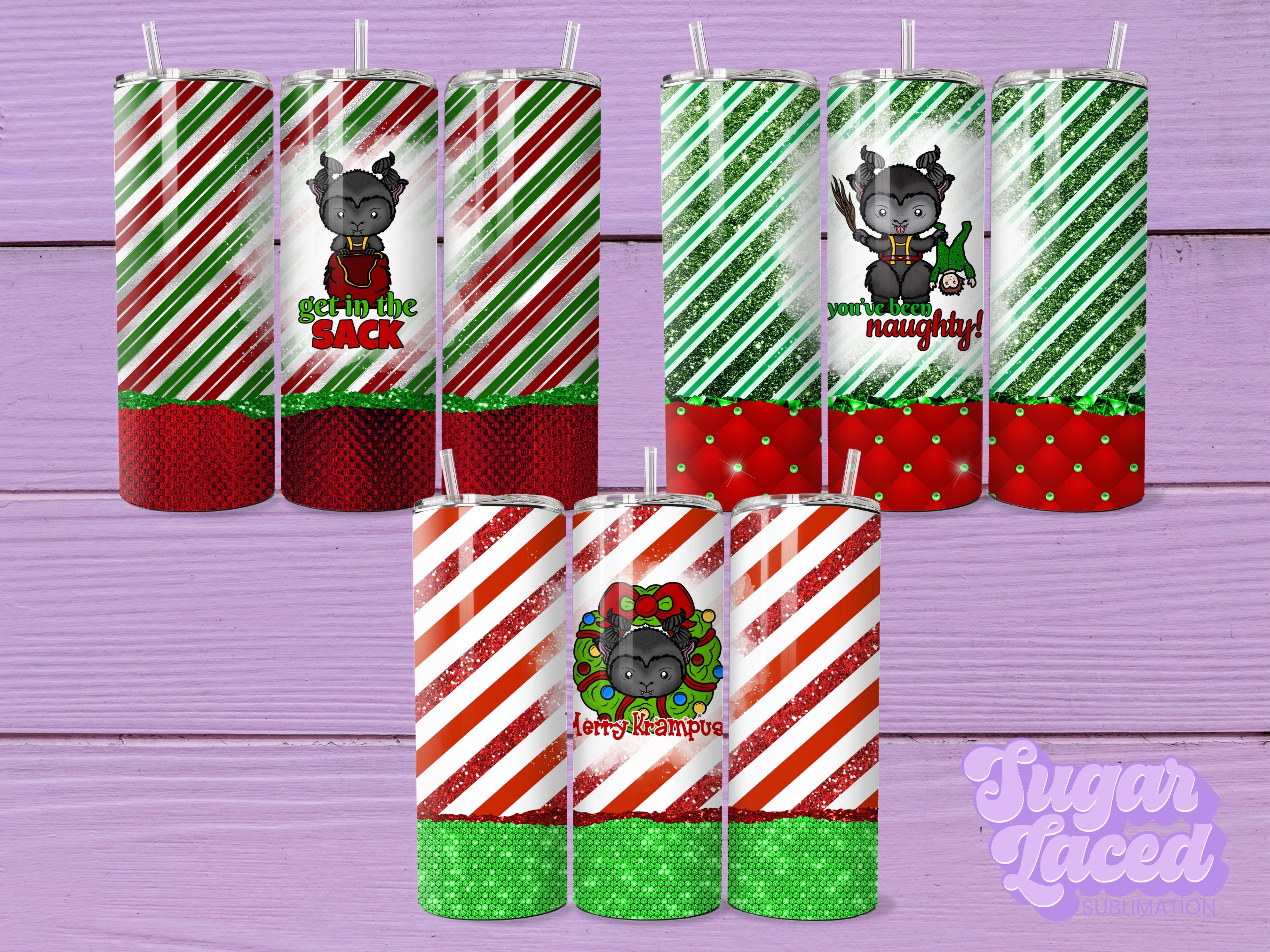 Krampus Mini Bundle 20oz Skinny Tumbler Sublimation Design Digital Download PNG Instant DIGITAL ONLY, Christmas Tumbler Wrap