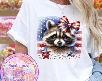Feral But Free Raccoon Png, Funny Raccoon Sublimation Design, Patriotic Raccoon Digital File, Funny 4th of July PNG, USA Freedom Shirt Png