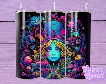 Trippin&#39; Through Wonderland 20 oz Skinny Tumbler Sublimation Design Digital Download PNG Instant DIGITAL ONLY, Alice In wonderland Wrap