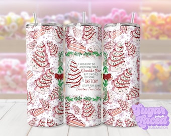 Sketchy Christmas Tree Cakes 20oz Skinny Tumbler Wrap Design, PNG, Digital Download ONLY