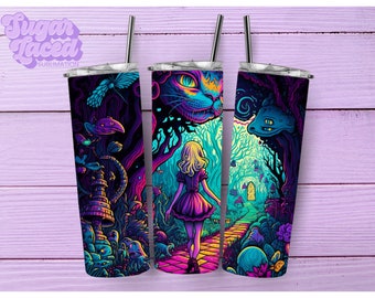 Psychedelic Stroll Thru Wonderland 20oz Skinny Tumbler Sublimation Design Digital Download PNG Instant DIGITAL ONLY, Wonderland Tumbler Wrap