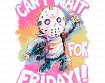No puedo esperar al viernes PNG, viernes 13 PNG, Jason Voorhees PNG, película de terror de los 80, tendencia de Halloween, descarga digital