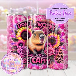Cute Capybara Tumbler Wrap, Be Happy 20 Oz Sublimation Tumbler Png, Don&#39;t Worry Be Cappy Positivity Tumbler Wrap Digital Design