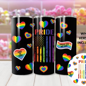Pride Rainbow American Flag 20 oz Skinny Tumbler Sublimation Design, LGBTQ+ Pride Month, Tumbler Wrap PNG, Digital Download