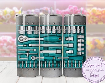 Verktygslåda, mekaniker 20oz Tumbler sublimeringsdesign, Tumbler Wrap, Fars dag PNG digital nedladdning