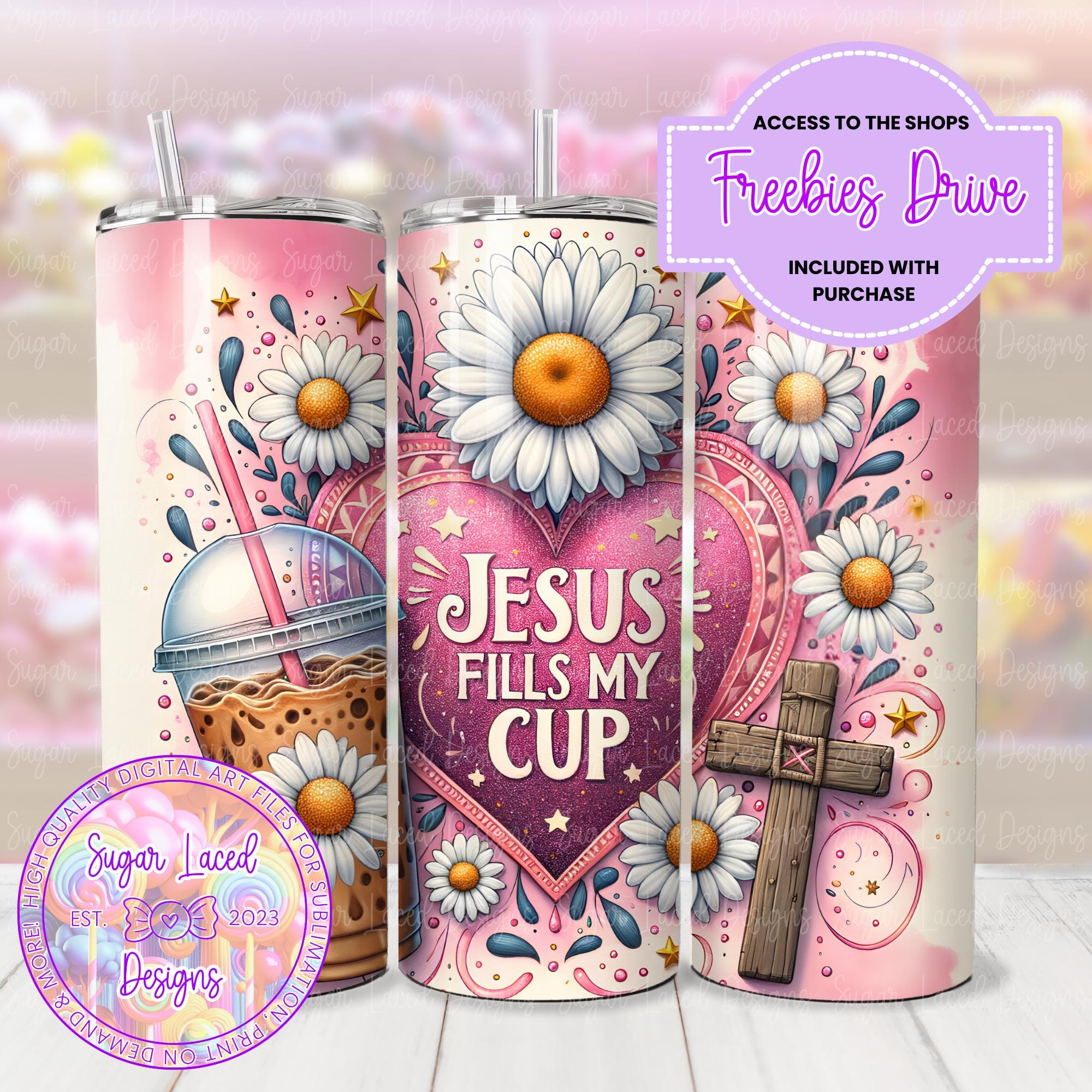 Jesus Fills My Cup Tumbler Wrap, Christian Bible Verse 20 oz Skinny Tumbler Sublimation Design Digital Download