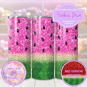 Sparkly Watermelon 20oz Tumbler Wrap, Watermelon Sublimation Design, Summer vibes PNG, Digital Download
