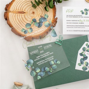 Plant pattern invitation and envelope set for wedding, baptism and birthday
