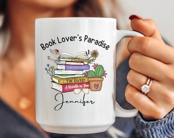 Personalized Book Lover Coffee Mug, Reading Teacher Gift
