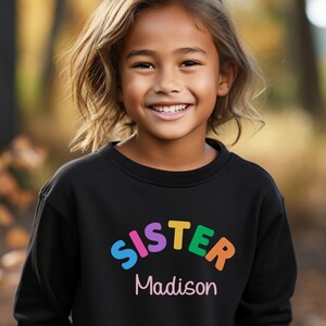 Personalized Color Name Sweatshirt, Personalized sister Sweatshirt, kids name sweatshirt,  kid personalized sweatshirt, Sweatshirt with name